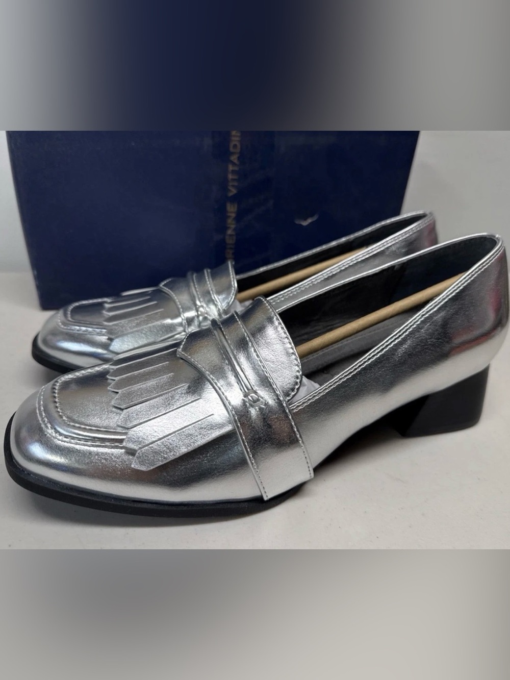 Nordstrom Metallic Silver Fringe Penny Loafers - Women